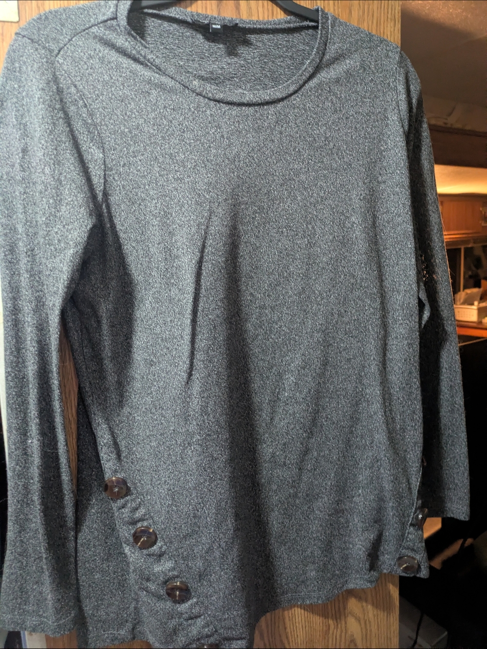Long Sleeve Sparkle Knit Top - Gray